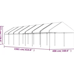 The Living Store pavillon med tag 15,61x4,08x3,22 m polyethylen hvid - Festtelte & havepavilloner