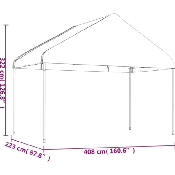 The Living Store pavillon med tag 15,61x4,08x3,22 m polyethylen hvid - Festtelte & havepavilloner