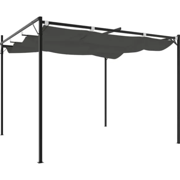 The Living Store pergola med sammenrulleligt tag 295x292x230 cm antracitgrå - Festtelte & havepavilloner