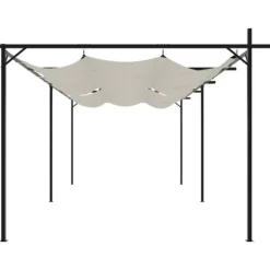 The Living Store pergola med sammenrulleligt tag 589x292x230 cm cremefarvet - Festtelte & havepavilloner