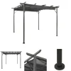 The Living Store pergola med sammenrulleligt tag 3x3 m 180 g/m² antracitgrå - Havebuer, espalierer & pergolaer