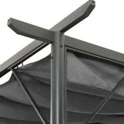 The Living Store pergola med sammenrulleligt tag 3x3 m 180 g/m² antracitgrå - Havebuer, espalierer & pergolaer