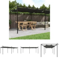 The Living Store pergola med sammenrulleligt tag 589x292x230 cm antracitgrå - Festtelte & havepavilloner