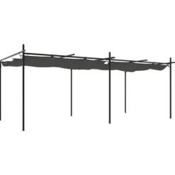 The Living Store pergola med sammenrulleligt tag 589x292x230 cm antracitgrå - Festtelte & havepavilloner