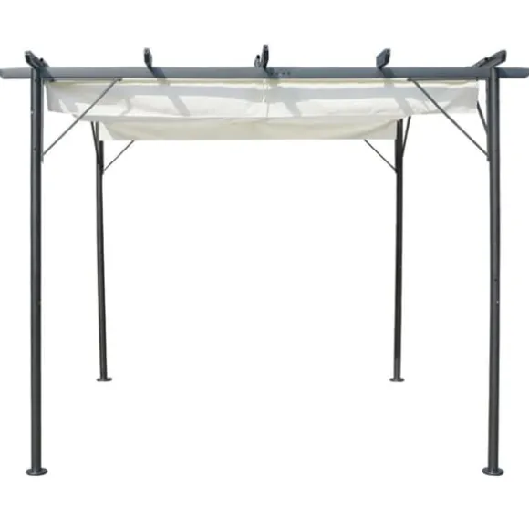 The Living Store pergola med tilbagetrækkeligt tag 3x3 m stål cremefarvet - Havebuer, espalierer & pergolaer