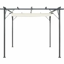The Living Store pergola med tilbagetrækkeligt tag 3x3 m stål cremefarvet - Havebuer, espalierer & pergolaer