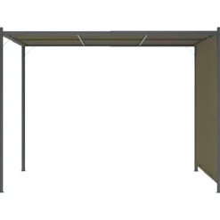 The Living Store pergola med tilbagetrækkeligt tag 3x3 m 180 g/m² gråbrun - Havebuer, espalierer & pergolaer