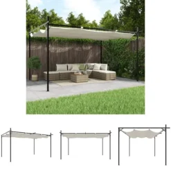 The Living Store pergola med sammenrulleligt tag 395x292x230 cm cremefarvet - Festtelte & havepavilloner