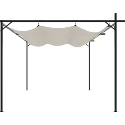 The Living Store pergola med sammenrulleligt tag 395x292x230 cm cremefarvet - Festtelte & havepavilloner