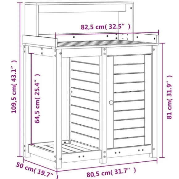 The Living Store plantebord med hylder 82,5x50x109,5 cm massivt douglasgran - Planteborde