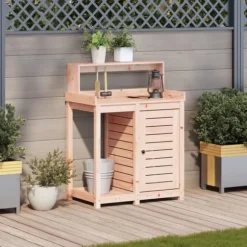 The Living Store plantebord med hylder 82,5x50x109,5 cm massivt douglasgran - Planteborde