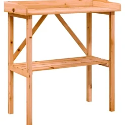 The Living Store plantebord med hylde 78x38x82,5 cm massivt grantræ brun - Planteborde