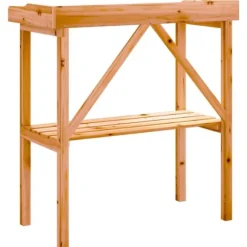 The Living Store plantebord med hylde 78x38x82,5 cm massivt grantræ brun - Planteborde
