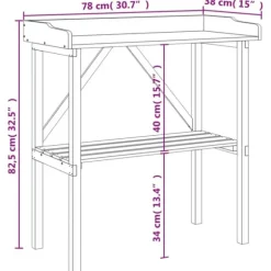 The Living Store plantebord med hylde 78x38x82,5 cm massivt grantræ brun - Planteborde