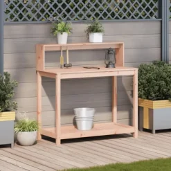 The Living Store plantebord med hylder 108x50x109,5 cm massivt douglasgran - Planteborde