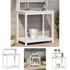The Living Store plantebord med hylder 82,5x50x109,5 cm massivt fyrretræ hvid - Planteborde