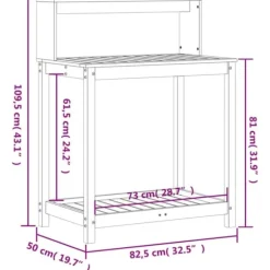 The Living Store plantebord med hylder 82,5x50x109,5 cm massivt fyrretræ hvid - Planteborde
