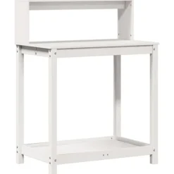 The Living Store plantebord med hylder 82,5x50x109,5 cm massivt fyrretræ hvid - Planteborde