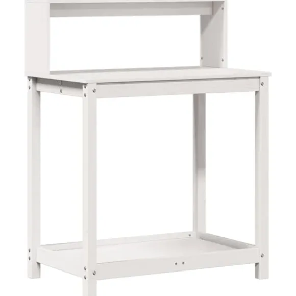 The Living Store plantebord med hylder 82,5x50x109,5 cm massivt fyrretræ hvid - Planteborde