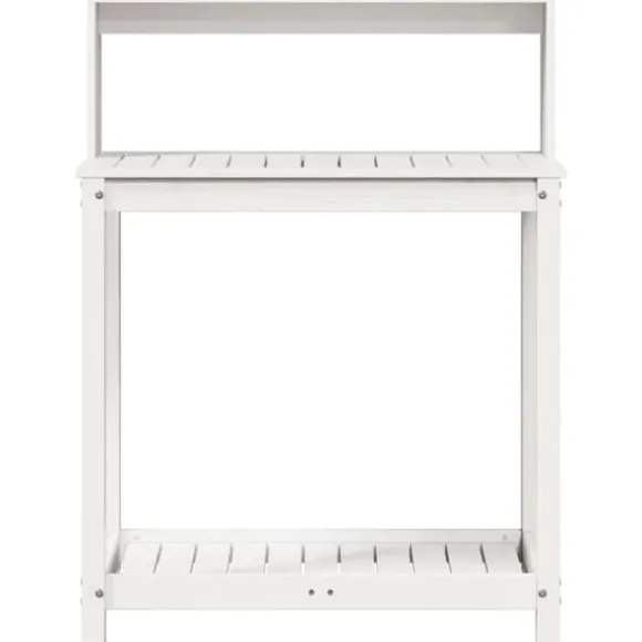 The Living Store plantebord med hylder 82,5x50x109,5 cm massivt fyrretræ hvid - Planteborde