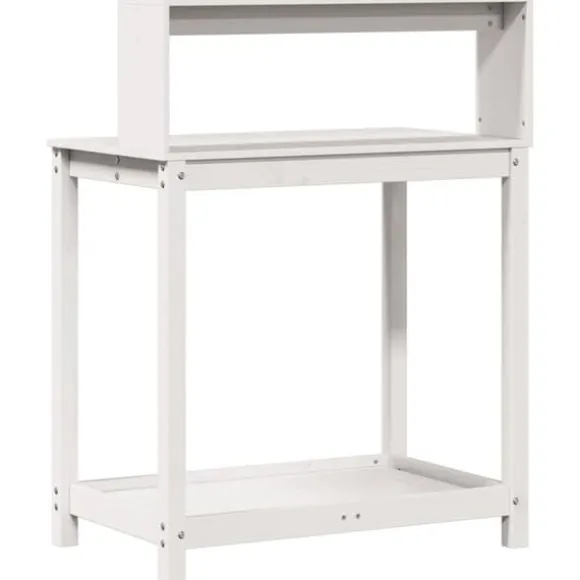 The Living Store plantebord med hylder 82,5x50x109,5 cm massivt fyrretræ hvid - Planteborde