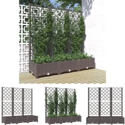 The Living Store plantekasse med espalier 120x40x121,5 cm PP brun - Plantekrukker