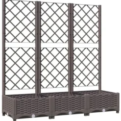 The Living Store plantekasse med espalier 120x40x121,5 cm PP brun - Plantekrukker