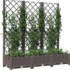 The Living Store plantekasse med espalier 120x40x121,5 cm PP brun - Plantekrukker