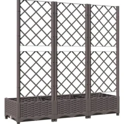 The Living Store plantekasse med espalier 120x40x121,5 cm PP brun - Plantekrukker