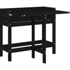 The Living Store plantekasse med foldbar bordplade massivt fyrretræ sort - Plantekrukker