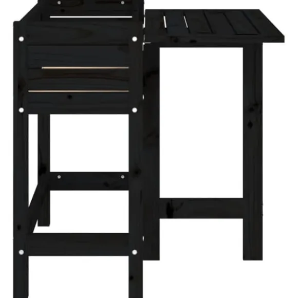 The Living Store plantekasse med foldbar bordplade massivt fyrretræ sort - Plantekrukker