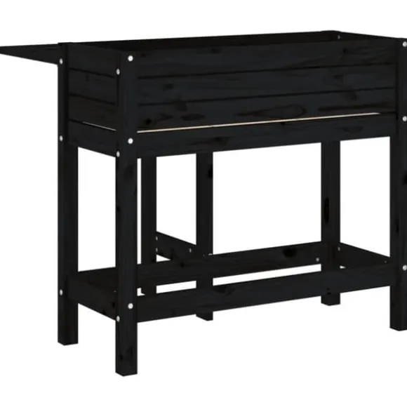 The Living Store plantekasse med foldbar bordplade massivt fyrretræ sort - Plantekrukker