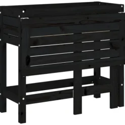 The Living Store plantekasse med foldbar bordplade massivt fyrretræ sort - Plantekrukker