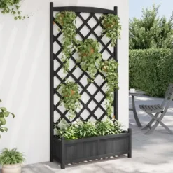 The Living Store plantekasse med espalier massivt grantræ sort - Plantekrukker
