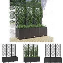 The Living Store plantekasse med espalier 120x40x136 cm PP sort - Plantekrukker