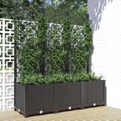 The Living Store plantekasse med espalier 120x40x136 cm PP sort - Plantekrukker