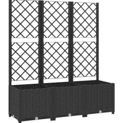 The Living Store plantekasse med espalier 120x40x136 cm PP sort - Plantekrukker