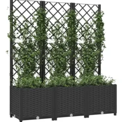 The Living Store plantekasse med espalier 120x40x136 cm PP sort - Plantekrukker
