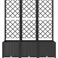 The Living Store plantekasse med espalier 120x40x136 cm PP sort - Plantekrukker