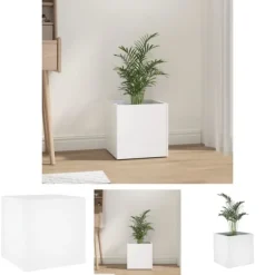 The Living Store plantekasse 40x40x40 cm konstrueret træ hvid - Plantekrukker
