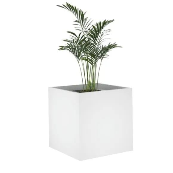 The Living Store plantekasse 40x40x40 cm konstrueret træ hvid - Plantekrukker