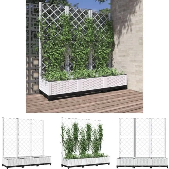 The Living Store plantekasse med espalier 120x40x121,5 cm PP hvid - Plantekrukker