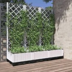 The Living Store plantekasse med espalier 120x40x121,5 cm PP hvid - Plantekrukker
