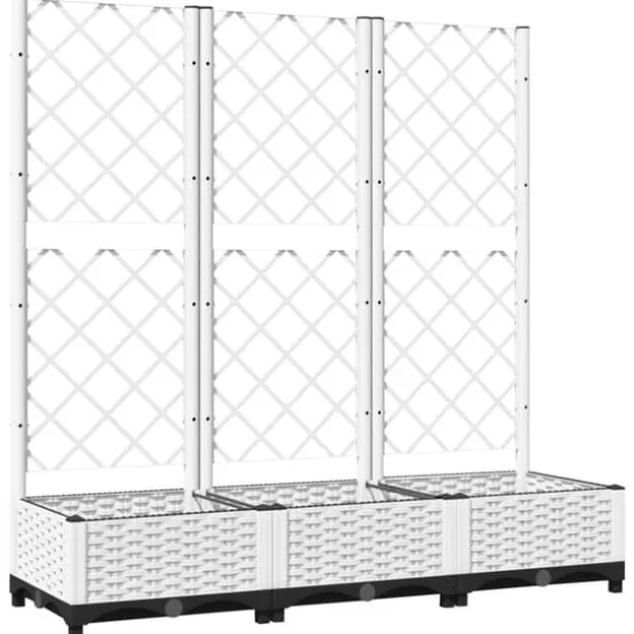 The Living Store plantekasse med espalier 120x40x121,5 cm PP hvid - Plantekrukker