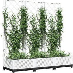 The Living Store plantekasse med espalier 120x40x121,5 cm PP hvid - Plantekrukker