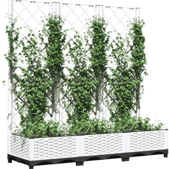 The Living Store plantekasse med espalier 120x40x121,5 cm PP hvid - Plantekrukker