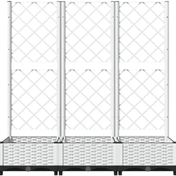 The Living Store plantekasse med espalier 120x40x121,5 cm PP hvid - Plantekrukker