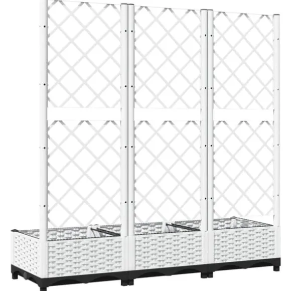 The Living Store plantekasse med espalier 120x40x121,5 cm PP hvid - Plantekrukker