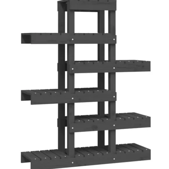The Living Store plantestativ 85x25x109,5 cm massivt fyrretræ grå - Planteborde