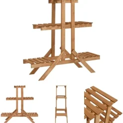 The Living Store plantestativ 83x25x83 cm fyrretræ - Planteborde